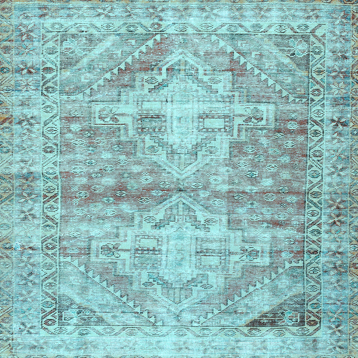Square Machine Washable Persian Light Blue Traditional Rug, wshtr3742lblu