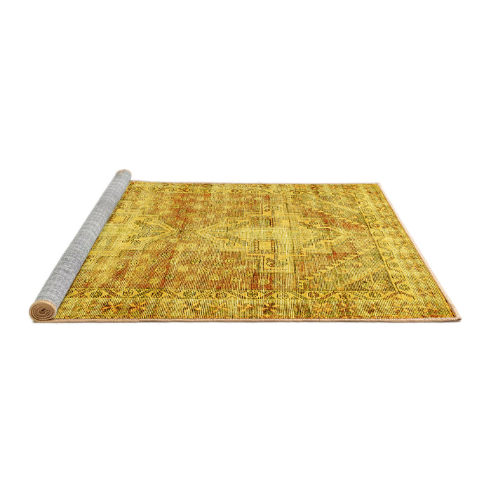 Sideview of Machine Washable Persian Yellow Traditional Rug, wshtr3742yw