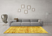 Machine Washable Persian Yellow Traditional Rug in a Living Room, wshtr3742yw