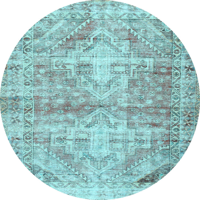 Round Machine Washable Persian Light Blue Traditional Rug, wshtr3742lblu
