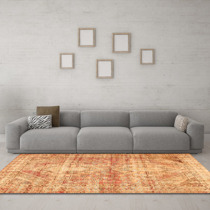 Machine Washable Persian Orange Traditional Area Rugs in a Living Room, wshtr3742org