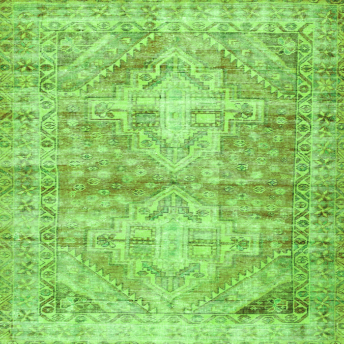 Round Machine Washable Persian Green Traditional Area Rugs, wshtr3742grn