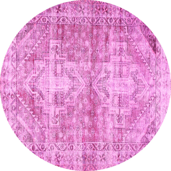 Round Persian Pink Traditional Rug, tr3742pnk