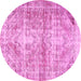 Round Persian Pink Traditional Rug, tr3742pnk