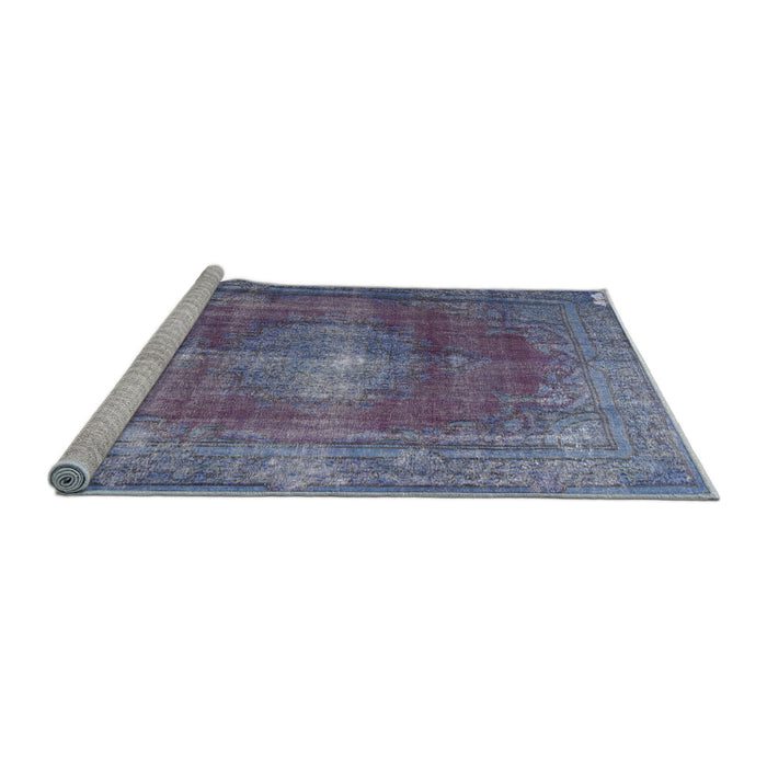 Sideview of Machine Washable Traditional Deep Periwinkle Purple Rug, wshtr3743
