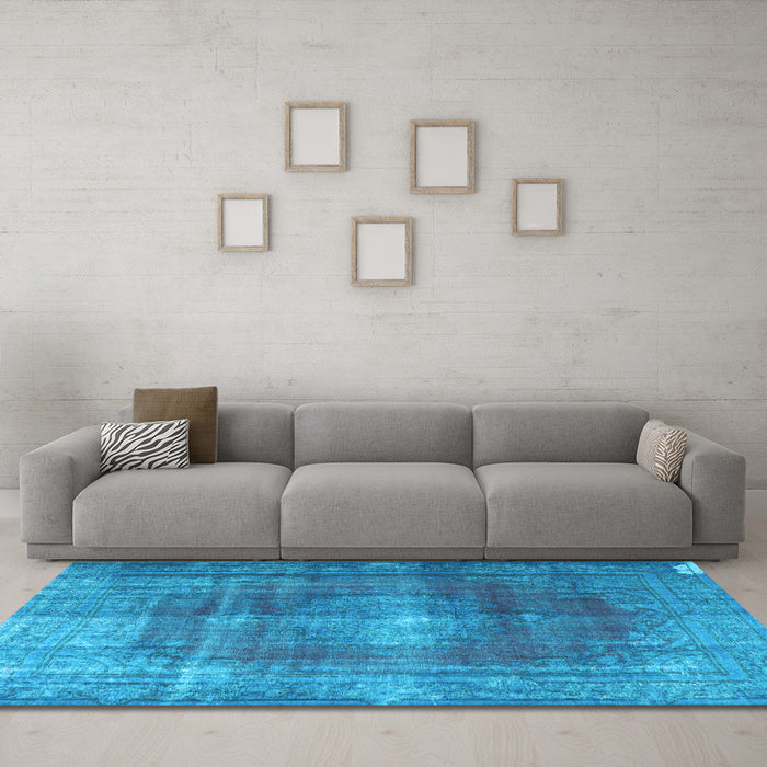 Machine Washable Persian Light Blue Bohemian Rug in a Living Room, wshtr3743lblu