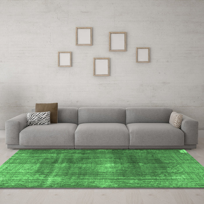 Machine Washable Persian Emerald Green Bohemian Area Rugs in a Living Room,, wshtr3743emgrn