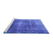 Sideview of Machine Washable Persian Blue Bohemian Rug, wshtr3743blu