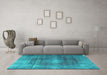 Machine Washable Persian Turquoise Bohemian Area Rugs in a Living Room,, wshtr3743turq