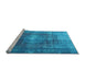 Sideview of Machine Washable Persian Light Blue Bohemian Rug, wshtr3743lblu