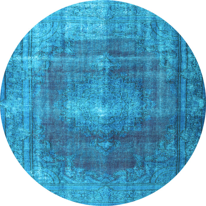 Round Persian Light Blue Bohemian Rug, tr3743lblu