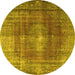 Round Persian Yellow Bohemian Rug, tr3743yw