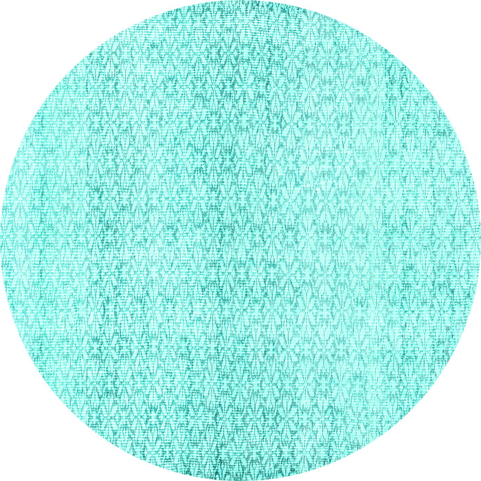 Round Machine Washable Persian Turquoise Traditional Area Rugs, wshtr3744turq