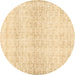 Round Persian Brown Traditional Rug, tr3744brn