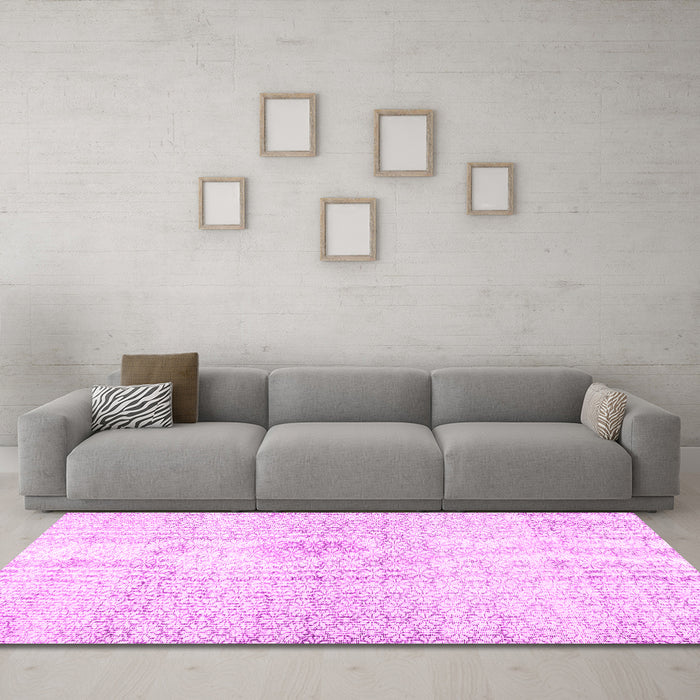 Machine Washable Persian Pink Traditional Rug in a Living Room, wshtr3744pnk