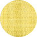 Round Persian Yellow Traditional Rug, tr3744yw