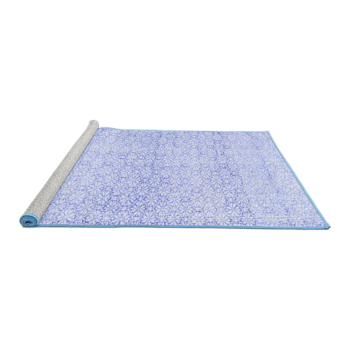 Sideview of Machine Washable Persian Blue Traditional Rug, wshtr3744blu