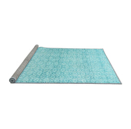 Sideview of Machine Washable Persian Light Blue Traditional Rug, wshtr3744lblu