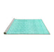 Sideview of Machine Washable Persian Turquoise Traditional Area Rugs, wshtr3744turq