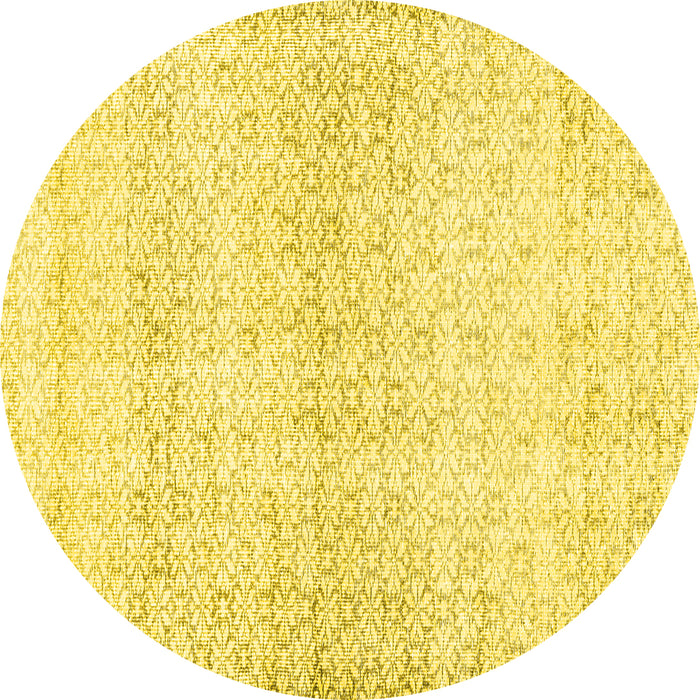 Round Machine Washable Persian Yellow Traditional Rug, wshtr3744yw