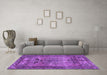 Machine Washable Persian Purple Traditional Area Rugs in a Living Room, wshtr3745pur