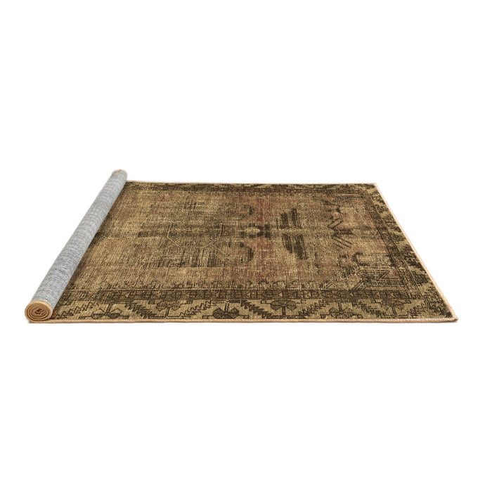 Sideview of Machine Washable Persian Brown Traditional Rug, wshtr3745brn