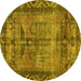 Round Persian Yellow Traditional Rug, tr3745yw