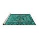 Sideview of Machine Washable Persian Turquoise Traditional Area Rugs, wshtr3745turq