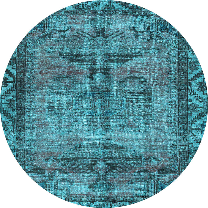 Round Machine Washable Persian Light Blue Traditional Rug, wshtr3745lblu