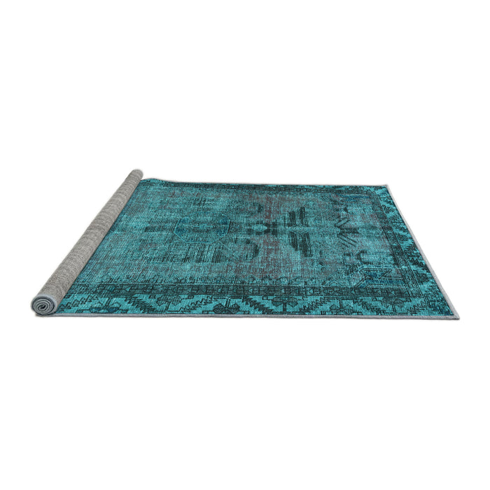 Sideview of Machine Washable Persian Light Blue Traditional Rug, wshtr3745lblu