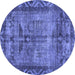 Round Persian Blue Traditional Rug, tr3745blu