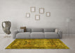 Machine Washable Persian Yellow Traditional Rug in a Living Room, wshtr3745yw