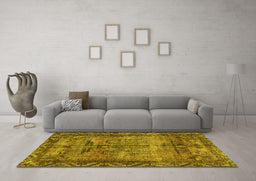 Machine Washable Persian Yellow Traditional Rug in a Living Room, wshtr3745yw