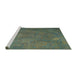 Sideview of Machine Washable Traditional Dark Olive Green Rug, wshtr3746