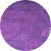 Round Machine Washable Persian Purple Traditional Area Rugs, wshtr3746pur