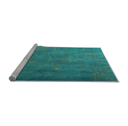 Sideview of Machine Washable Persian Light Blue Traditional Rug, wshtr3746lblu