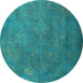 Round Persian Light Blue Traditional Rug, tr3746lblu