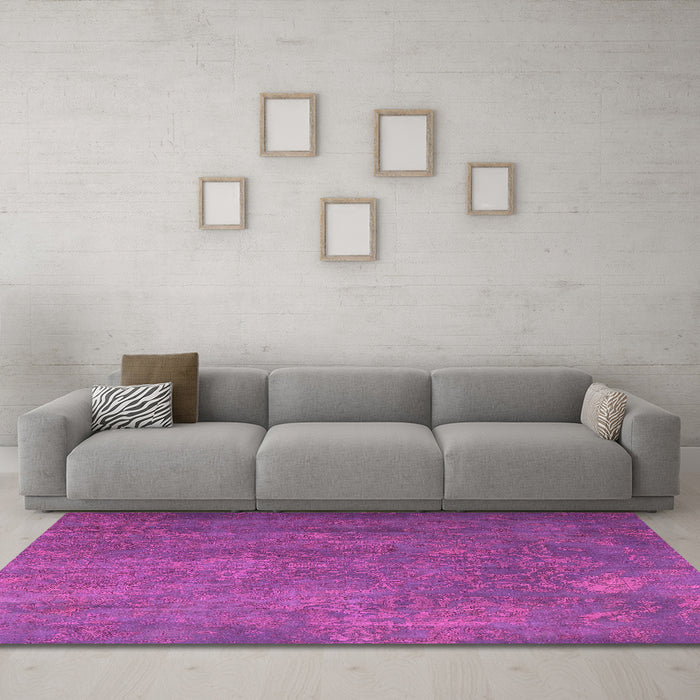 Machine Washable Persian Pink Traditional Rug in a Living Room, wshtr3746pnk