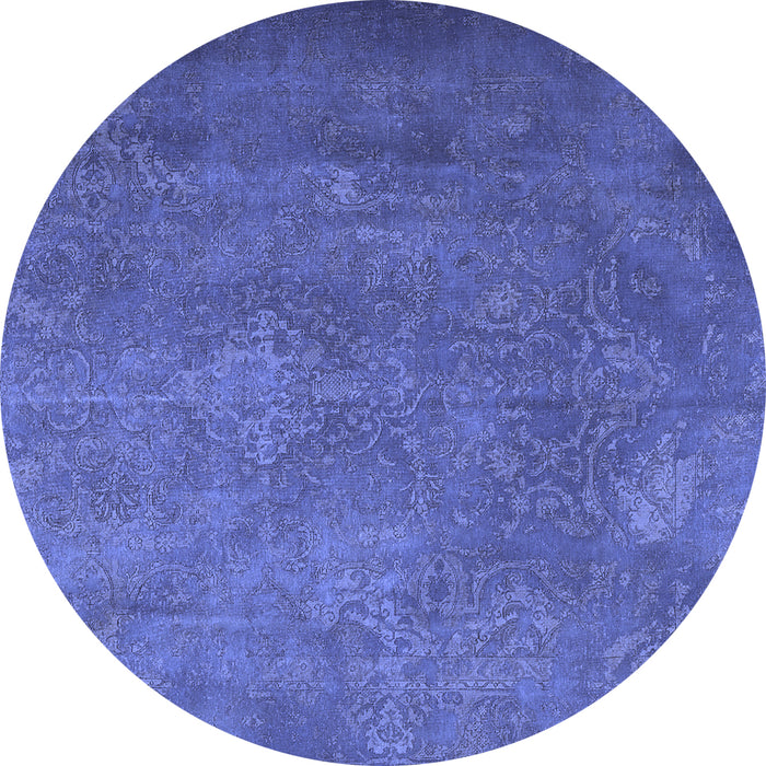 Round Persian Blue Traditional Rug, tr3746blu