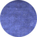 Round Persian Blue Traditional Rug, tr3746blu