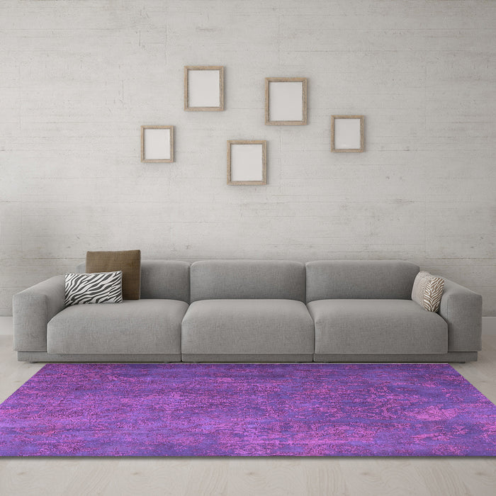 Machine Washable Persian Purple Traditional Area Rugs in a Living Room, wshtr3746pur