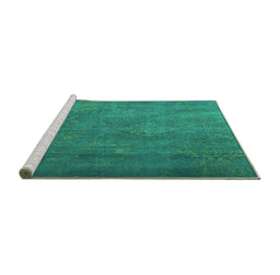 Sideview of Machine Washable Persian Turquoise Traditional Area Rugs, wshtr3746turq