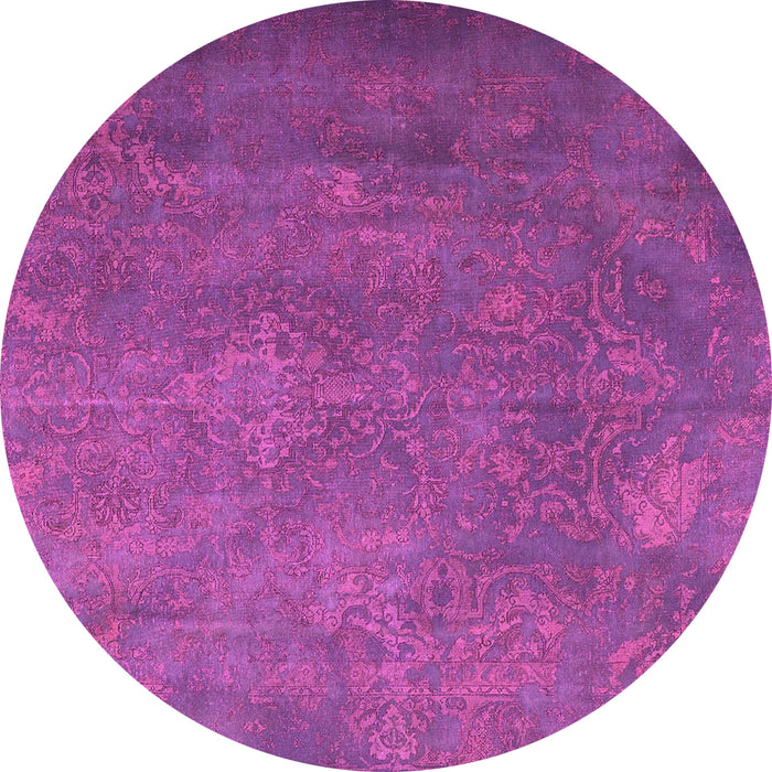 Round Machine Washable Persian Pink Traditional Rug, wshtr3746pnk