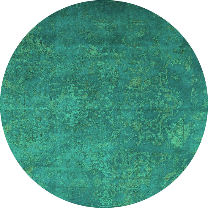 Round Machine Washable Persian Turquoise Traditional Area Rugs, wshtr3746turq