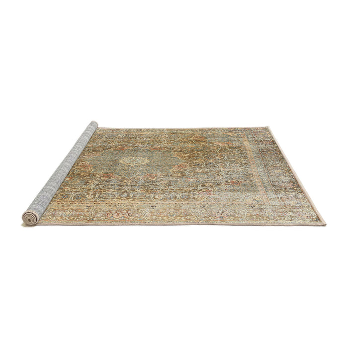 Sideview of Machine Washable Traditional Copper Brown Rug, wshtr3747