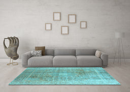 Machine Washable Persian Light Blue Traditional Rug in a Living Room, wshtr3747lblu