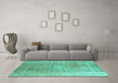 Machine Washable Persian Turquoise Traditional Area Rugs in a Living Room,, wshtr3747turq