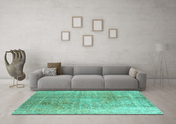 Machine Washable Persian Turquoise Traditional Area Rugs in a Living Room,, wshtr3747turq