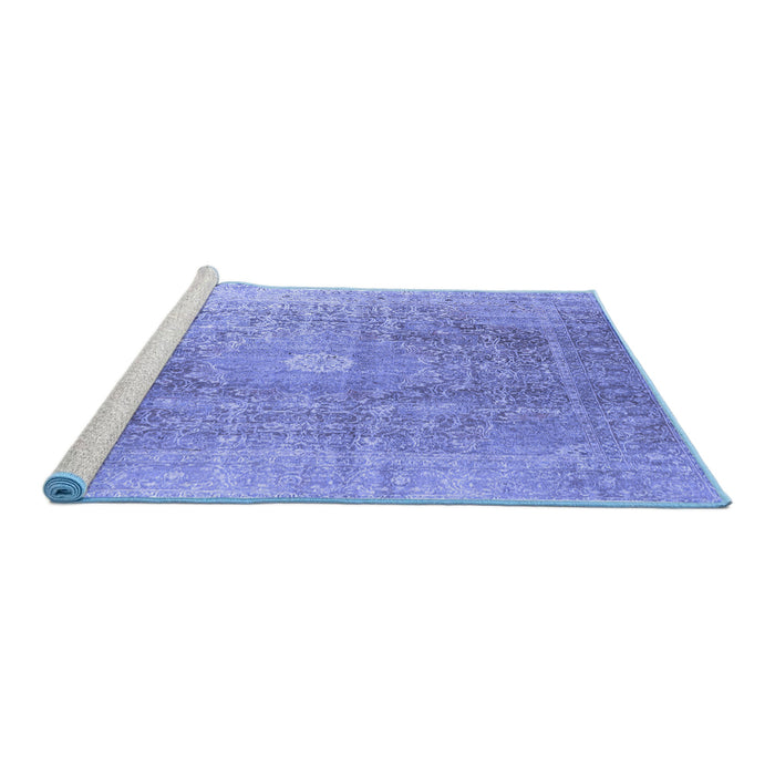 Sideview of Machine Washable Persian Blue Traditional Rug, wshtr3747blu