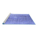 Sideview of Machine Washable Persian Blue Traditional Rug, wshtr3747blu